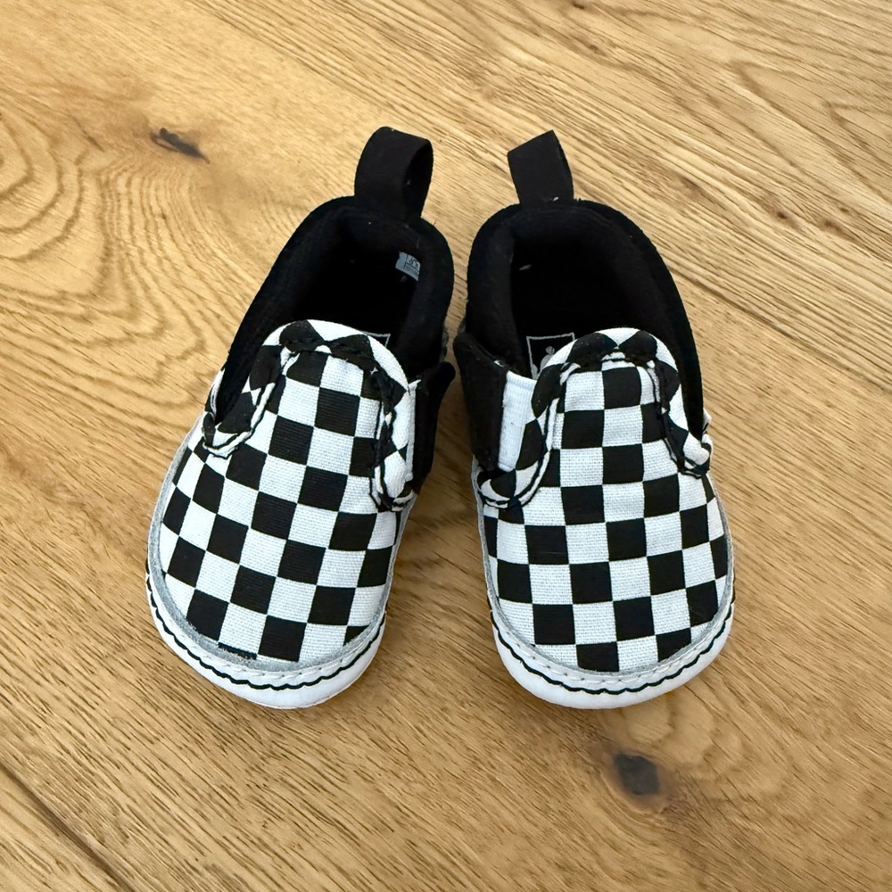 Vans Slip On V Crib Black and White Checkered Baby Shoes